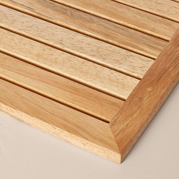 Hearth & Hand Magnolia Wood Slatted 24x14" Bath Ma Brown - Picture 3 of 4